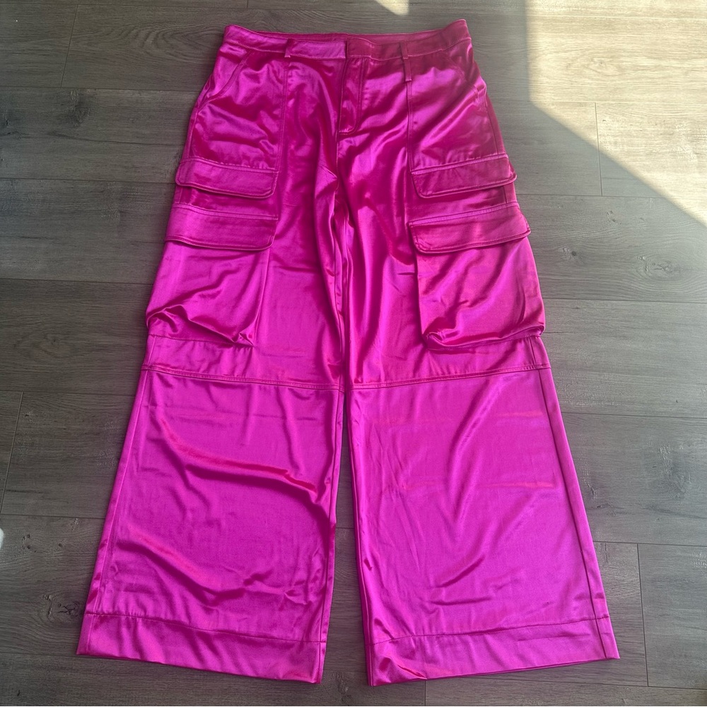 AKIRA Hot Pink Flare Cargo Pants